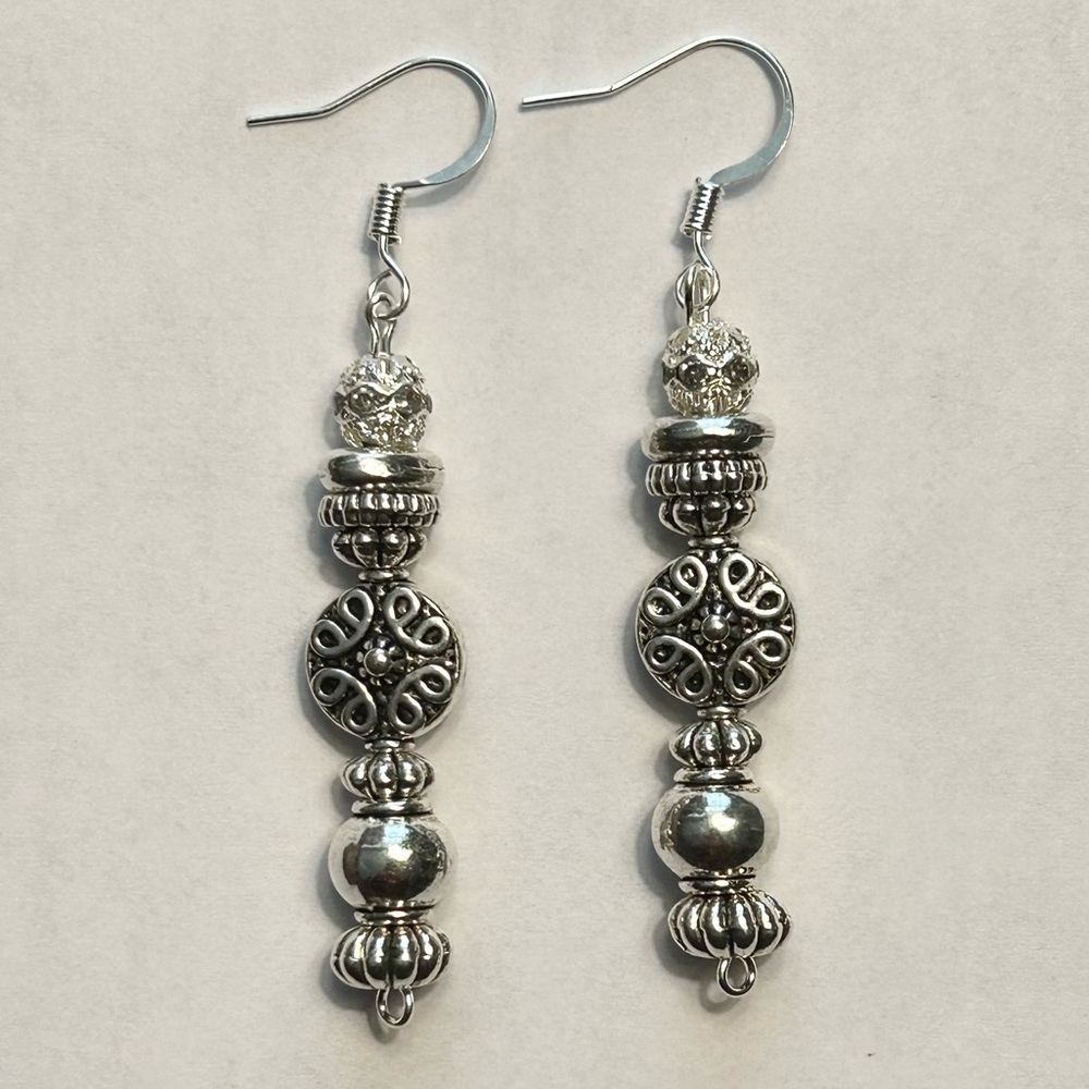 Bohemian Filigree Silver Tone Drop earrings